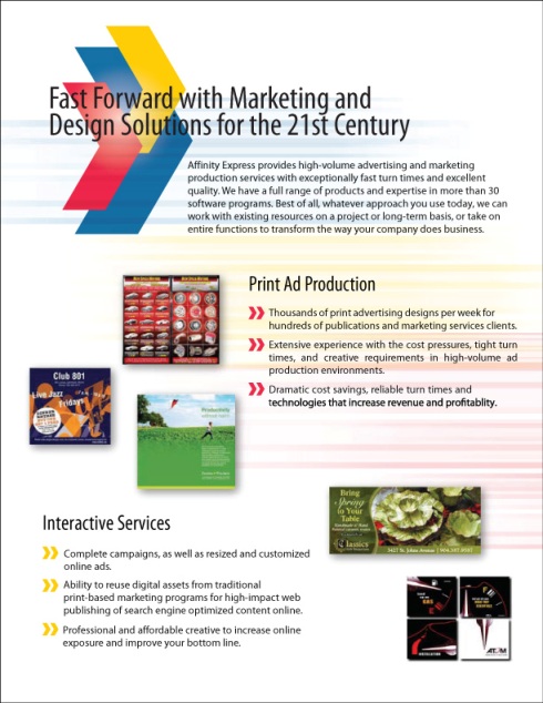 Affinity Express Corporate Brochure: Marketing and Design Solutions for the 21st Century
