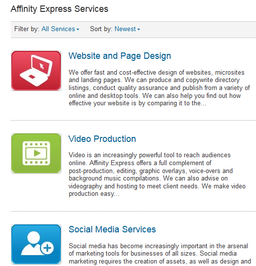 LinkedIn Products or Services Icons